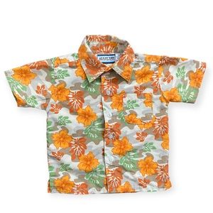 Zone One Hawaiian Shirt Child 24 Months Orange Green Floral